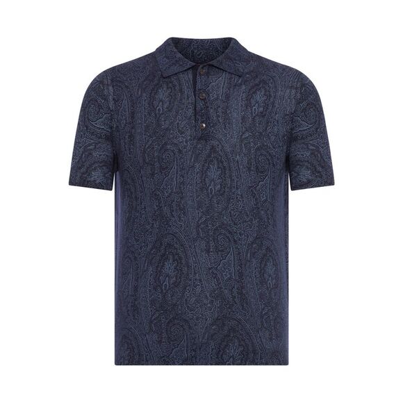 Etro Men Cotton Blend Polo Shirt With Floral Paisley Pattern